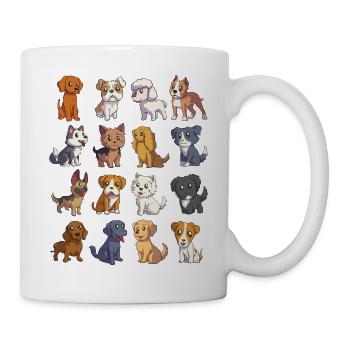 Viele süße Cartoon Kawaii Hunde - Tasse - Weiß - Rechts