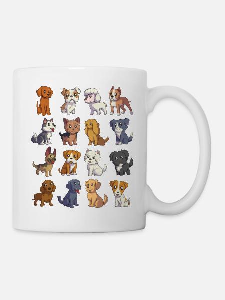 Viele süße Cartoon Kawaii Hunde - Tasse - Weiß