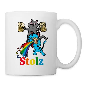 Stolz Kater Abfeiern kotzen saufen Party Feier - Tasse - Weiß - Rechts