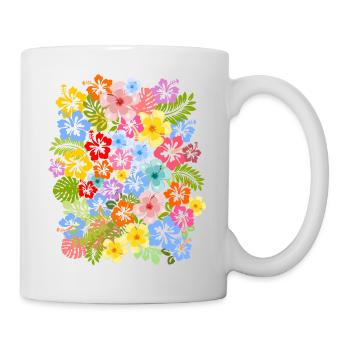 Hibiskus Blumen floral Muster Hibiskusblüte - Tasse - Weiß - Rechts
