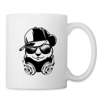 Panda mit Kopfhörer und cooler Sonnen Brille - Tasse - Weiß - Rechts