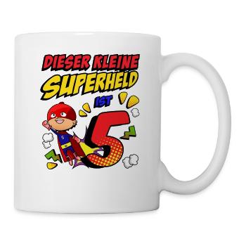 5. Geburtstag Junge Comic-Stil Kleine Superheld - Tasse - Weiß - Rechts