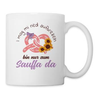 I mog mi ned Aufbrezeln Volksfest Trachten Dirndl - Tasse - Weiß - Rechts