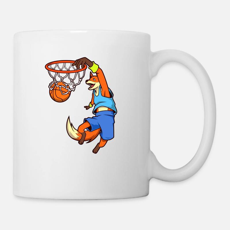 Comic Fuchs joue au basket-ball - Mug blanc - blanc