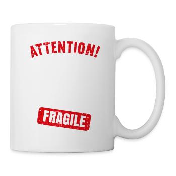 Achtung Ich bin jetzt 70 Fragile 70. Geburtstag - Tasse - Weiß - Rechts