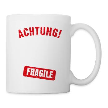 Achtung Ich bin jetzt 70 Fragile 70. Geburtstag - Tasse - Weiß - Rechts