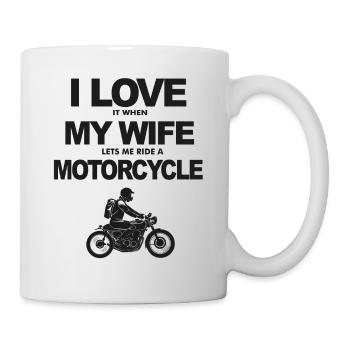 I Love my Wife ride Motorcycle - Mug - white - Right