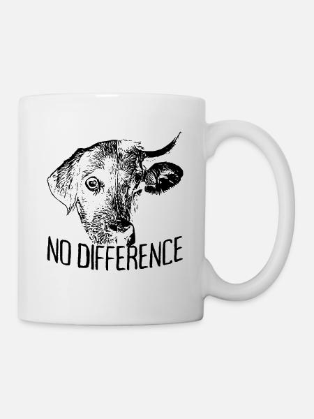 No Difference Vegan Vegetarier Hund Kuh Veganer - Tasse - Weiß