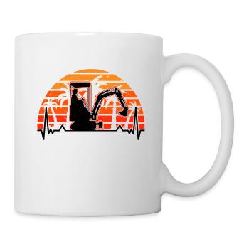 Baggerführer Herzschlag Retro Bagger Baggerfahrer - Tasse - Weiß - Rechts