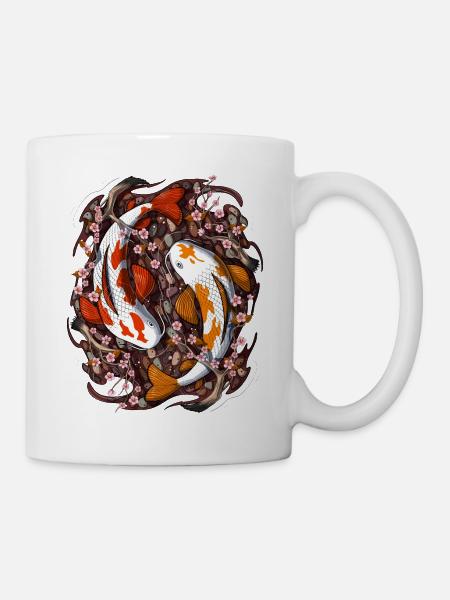 Koi Fish Cherry Blossom - Mug - white