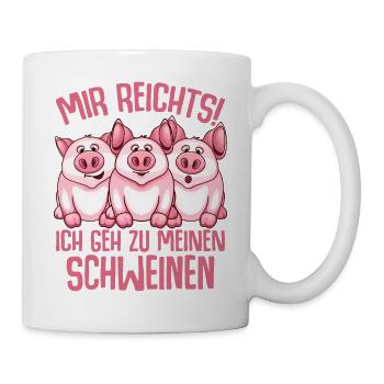 Schwein - Tasse - Weiß - Rechts