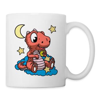 Guten Nacht Dino Drachen Kinder Sternenhimmel - Tasse - Weiß - Rechts