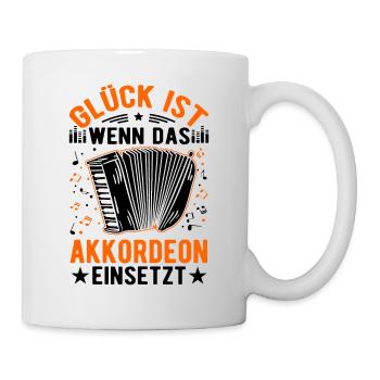 Glück ist Wenn das Akkordeon einsetzt Akkordeonist - Tasse - Weiß - Rechts