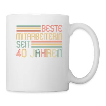 40 Jahre im Dienst 40 Jähriges Dienstjubiläum - Tasse - Weiß - Rechts