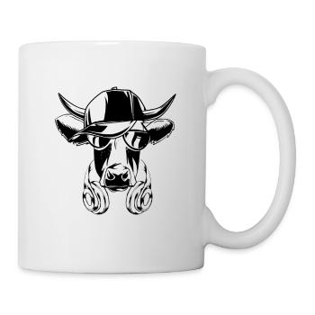 Vache avec des écouteurs et des lunettes de soleil cool - Mug blanc - blanc - Droite