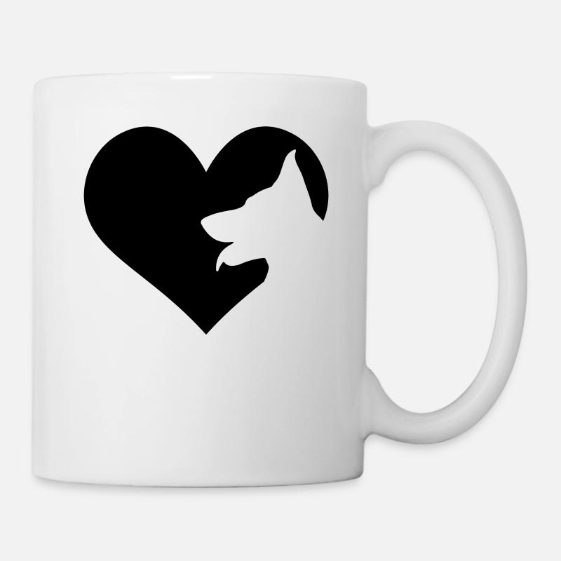 Malinois Shepherd Hunde-Herz-Silhouette - Tasse - Weiß