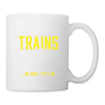 Je ne m’arrête pas toujours et je regarde les trains - Mug blanc - blanc - Droite