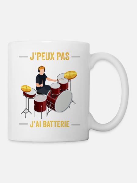 je peux pas j ai batterie humour batteur drôles - Mug blanc - blanc