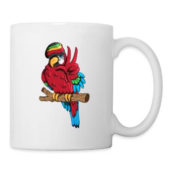 Drôle de perroquet Oiseau Oiseau Oiseau Oiseau Signe de paix - Mug blanc - blanc - Droite