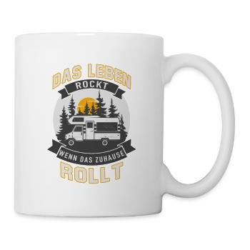 Das Leben rockt wenn das Zuhause rollt - Tasse - Weiß - Rechts