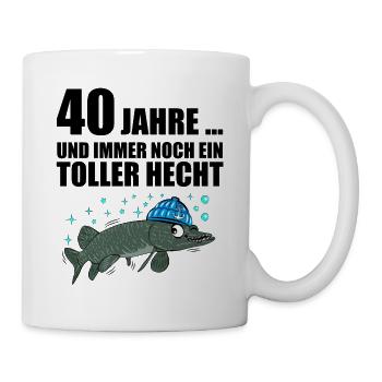 Anglergeschenk zum 40 Geburtstag 40 Ehrentag - Tasse - Weiß - Rechts
