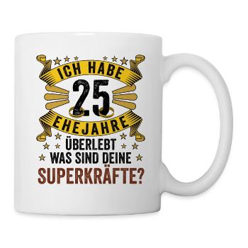 Hochzeitsgeschenke Partneroutfit 25. Hochzeitstag - Tasse - Weiß - Rechts
