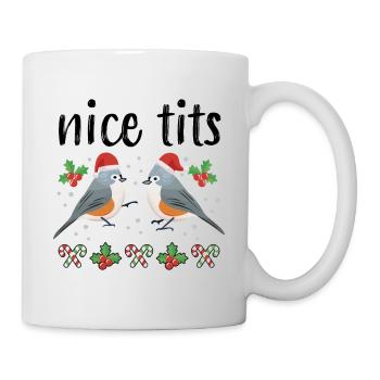 Tufted Titmouse Nice Tits Festive Christmas Birds - Mug - white - Right