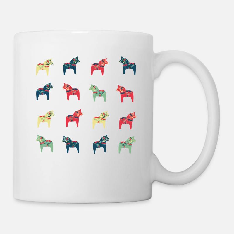 Schwedische Dalapferde - Tasse - Weiß