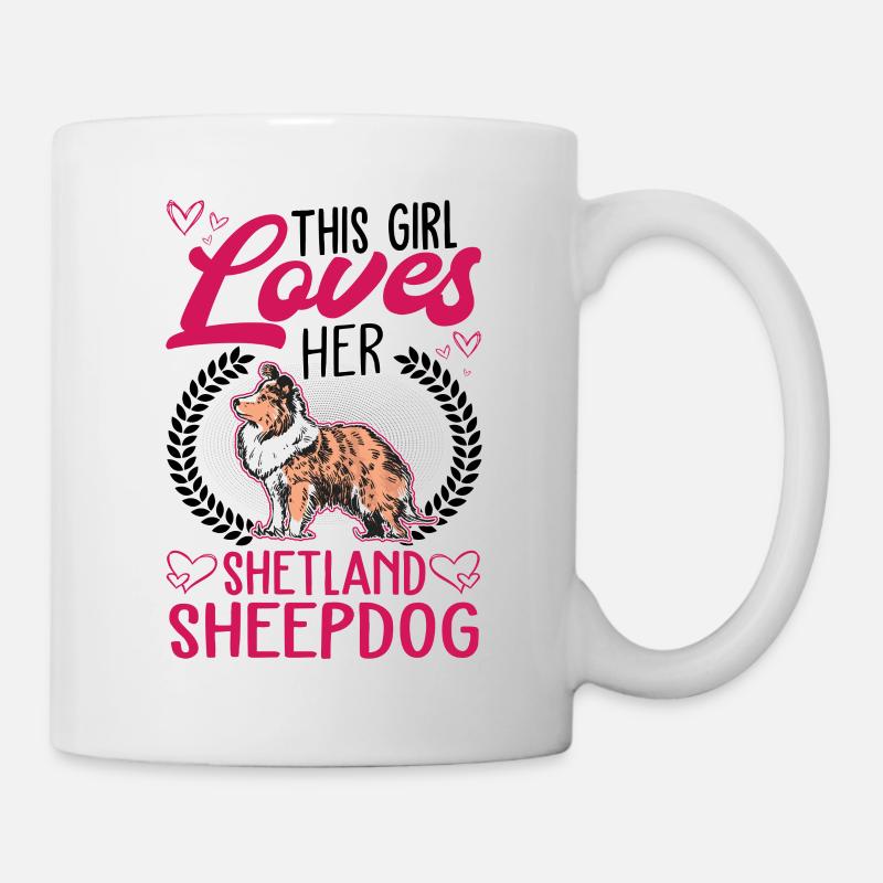 Cette fille aime son chien de berger Shetland - Mug blanc - blanc