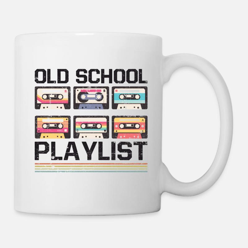 Old School Playlist Cassette Tape Music Retro 80s - Mug - white