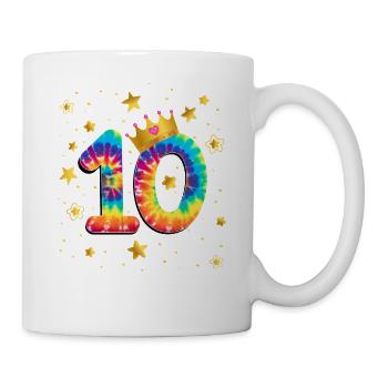 Teinture d’anniversaire colorée 10 ans filles 10. - Mug blanc - blanc - Droite