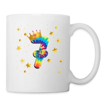 Bunter Geburtstag Färben 7 Jahre Alte Mädchen 7. - Tasse - Weiß - Rechts