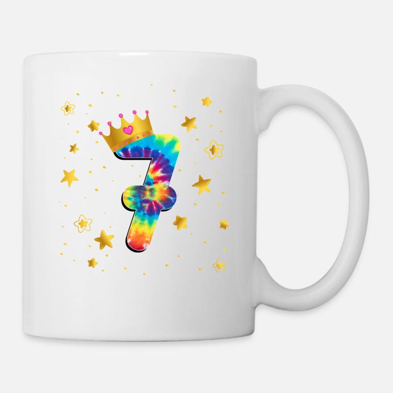 Teinture d’anniversaire colorée 7 ans filles 7. - Mug blanc - blanc