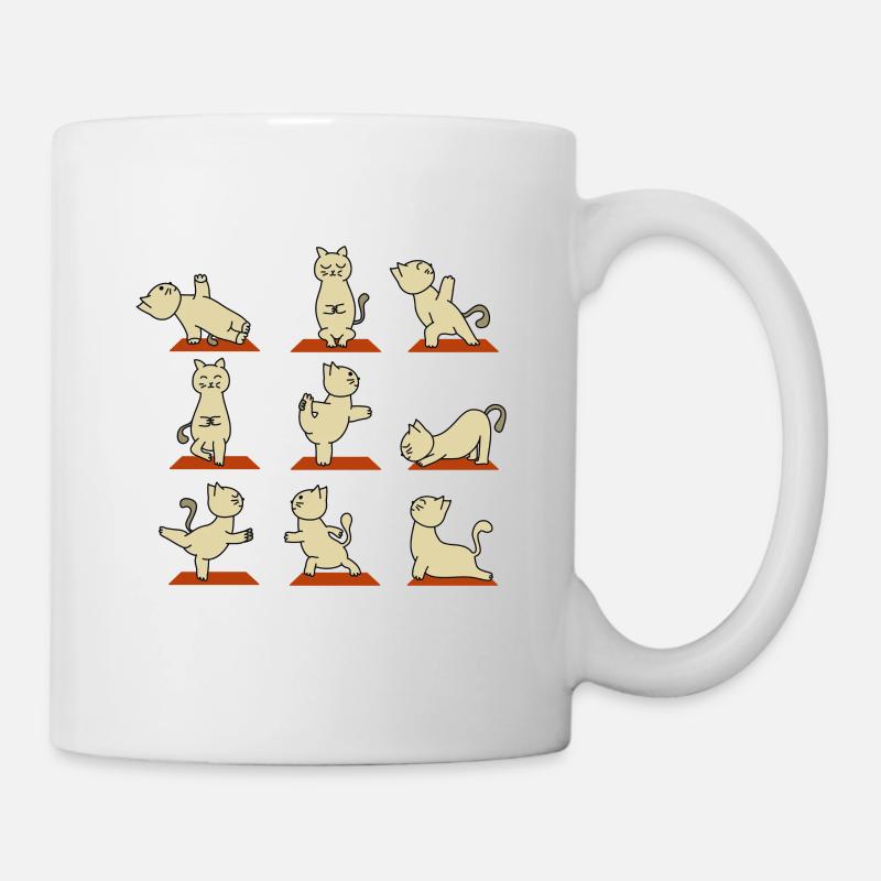 Chats de yoga dans toutes les positions Idée cadeau - Mug blanc - blanc