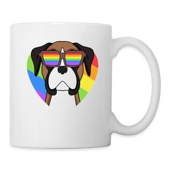 Boxer Hund Regenbogen Herz - Tasse - Weiß - Rechts
