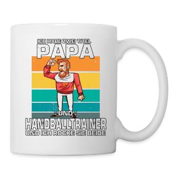 Cooles Vintage Handballtrainer Retro Papa Handball - Tasse - Weiß - Rechts