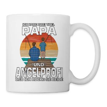 Retro Fische Angeln Geschenk Papa Karpfen Angler - Tasse - Weiß - Rechts