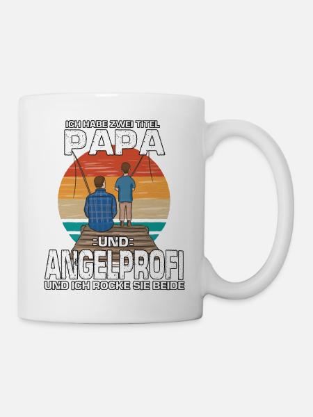Retro Fische Angeln Geschenk Papa Karpfen Angler - Tasse - Weiß