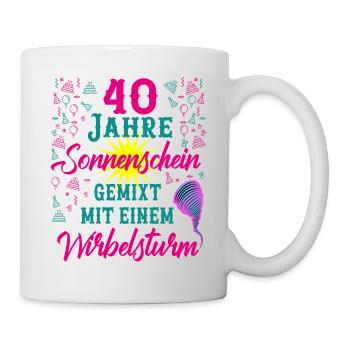 40 Geburtstag Frauen Geschenk 40 Jahre Geburtstag - Tasse - Weiß - Rechts
