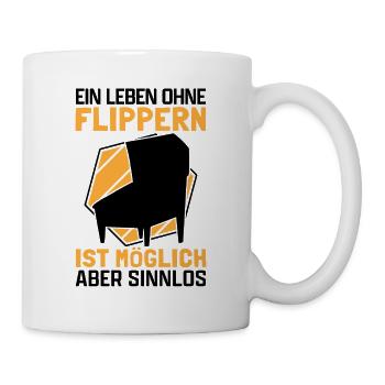 Leben ohne Flipper Flipperautomat Pinball - Tasse - Weiß - Rechts