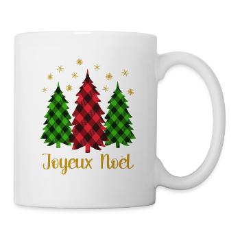 Joyeux Noël French Phrase With Christmas Trees - Mug - white - Right