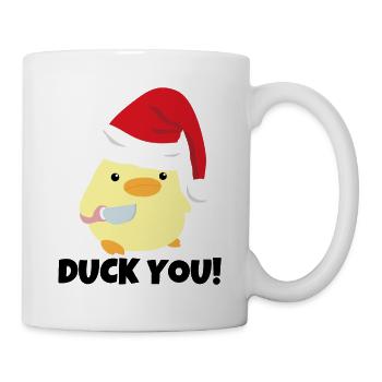 Canard vous! Canard de Noël avec mème au couteau - Mug blanc - blanc - Droite