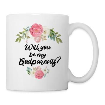 Est-ce que mes parrains et marraines veulent être les parrains d’elle - Mug blanc - blanc - Droite