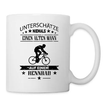 Alter Mann auf Rennrad Fahrrad Rentner Spruch - Tasse - Weiß - Rechts