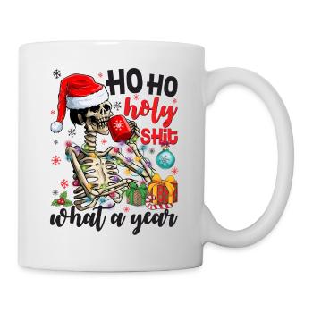 Ho Ho Holy Quelle année Squelette Buvant du café - Mug blanc - blanc - Droite