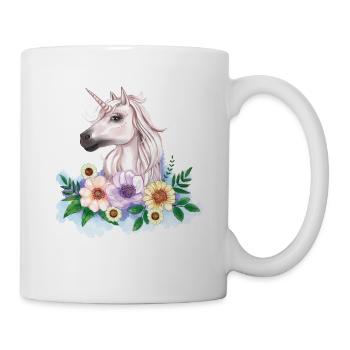 Unicorn with flowers - Mug - white - Right