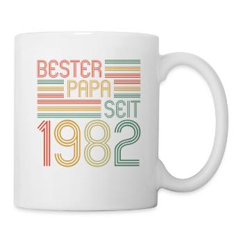 Bester Papa seit 1982 Vati 40 Jahre 40. Geburtstag - Tasse - Weiß - Rechts