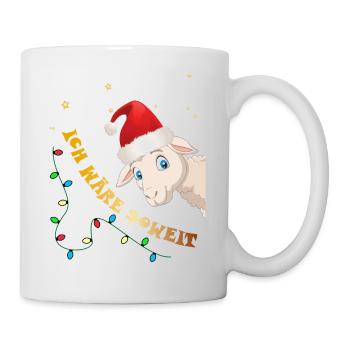 Süßes Schaf mit Mütze Spruchshirt Weihnachten - Tasse - Weiß - Rechts