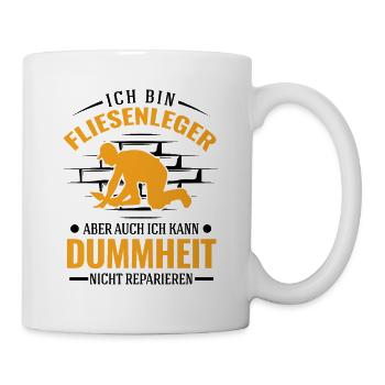 Fliesenleger Mosaikleger Plattenleger - Tasse - Weiß - Rechts