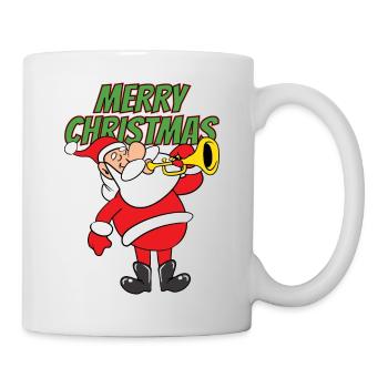 Merry Christmas Weihnachtsmann Trompetenspieler - Tasse - Weiß - Rechts